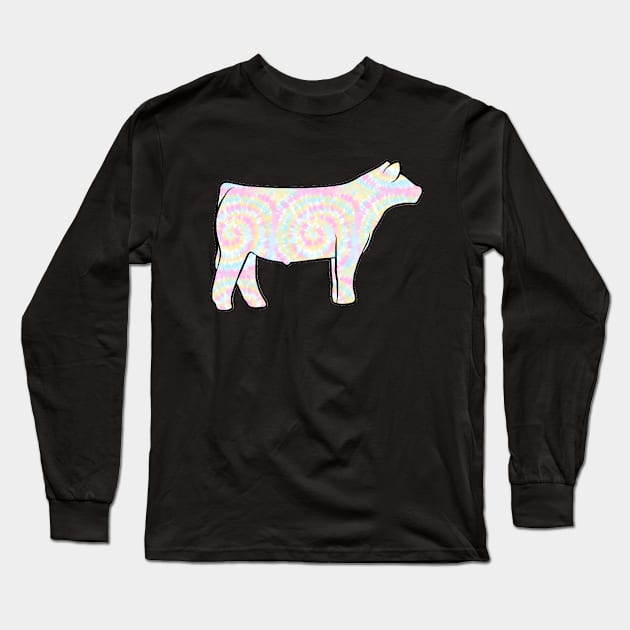 Rainbow Tie Dye Show Steer Silhouette  - NOT FOR RESALE WITHOUT PERMISSION Long Sleeve T-Shirt by l-oh